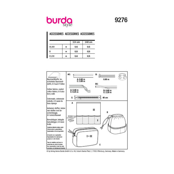 Burda Style Schnittmuster - Organizer für z.B. Badezimmer-Accessoires - Nr.9276 – Bild 7