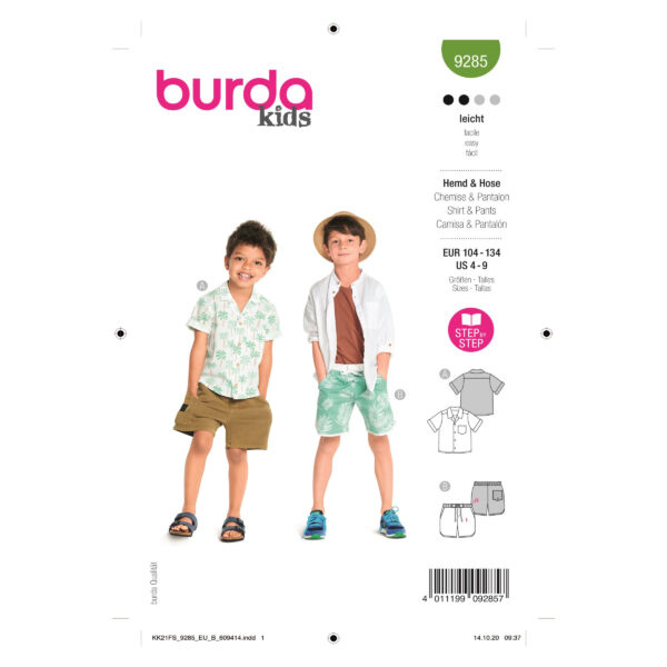 Burda Kids Schnittmuster - Hemd & Shorts - Nr.9285