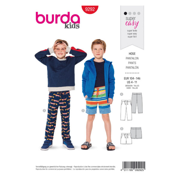 Burda Kids Schnittmuster - Hose - lang & kurz - Nr.9292