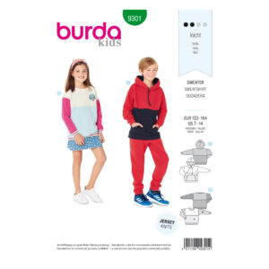 Burda Schnittmuster - Sweater - Hoodie - Kapuzenshirt - Nr.9301