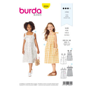 Burda Schnittmuster - Trägerkleid v. durchgeknöpft - eingereihter Rock - Nr.9304
