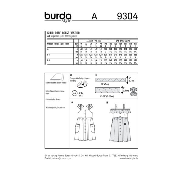 Burda Schnittmuster - Trägerkleid v. durchgeknöpft - eingereihter Rock - Nr.9304 – Bild 9