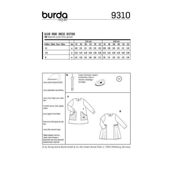 Burda Kids Schnittmuster - Kleid - Langarmkleidchen - Nr.9310 – Bild 8