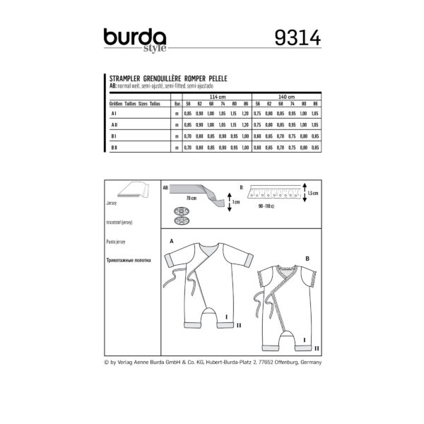 Burda Kids Schnittmuster - Strampler - Wickelstrampler - Nr.9314 – Bild 6