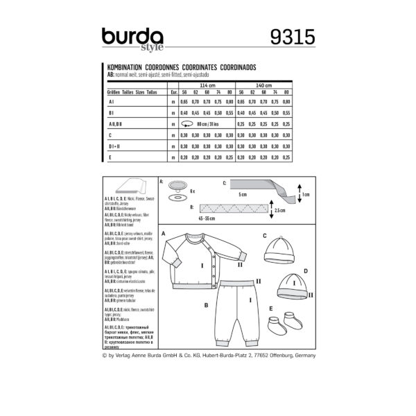 Burda Kids Schnittmuster - Kombination - Erstlings-Set - Kopf bis Fuß - Nr.9315 – Bild 8