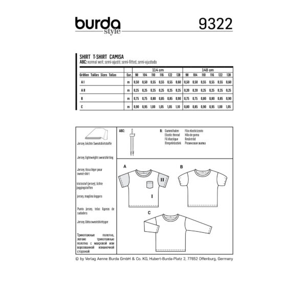 Burda Kids Schnittmuster - T-Shirt - Longsleeve - Shirt - Nr.9322 – Bild 5