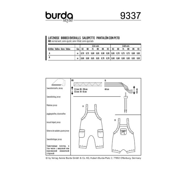 Burda Style Schnittmuster - Hose - Latzhose - Nr. 9337 – Bild 4