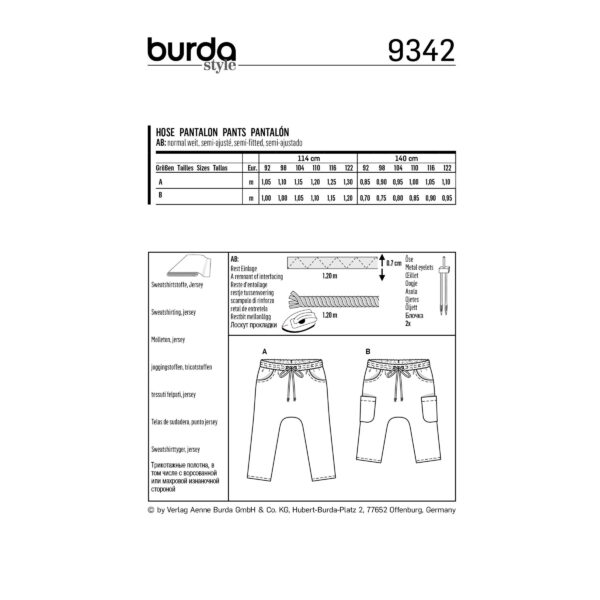 Burda Kids-Schnittmuster - Hose - 9342 – Bild 4