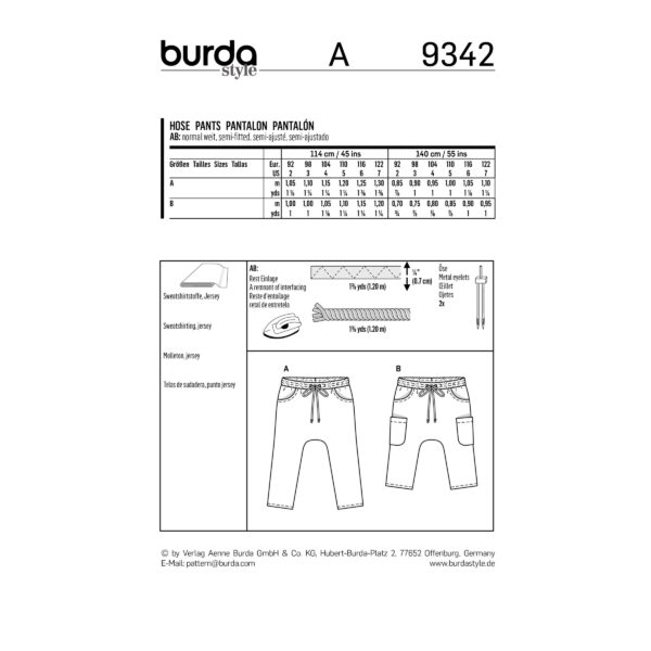 Burda Kids-Schnittmuster - Hose - 9342 – Bild 5