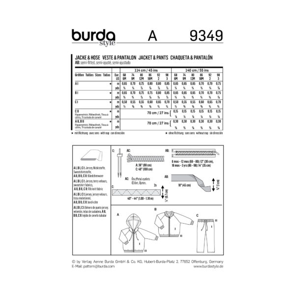 Burda Kids-Schnittmuster - Jacke & Hose - 9349 – Bild 9