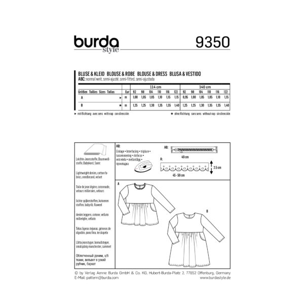 Burda Style Schnittmuster - Kleid & Bluse - Nr. 9350 – Bild 4