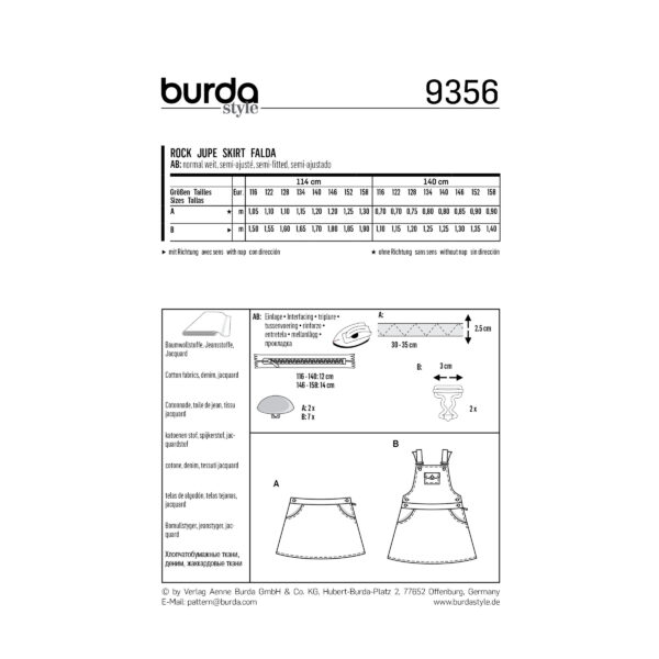 Burda Style Schnittmuster - Rock - Latzrock - Nr. 9356 – Bild 4