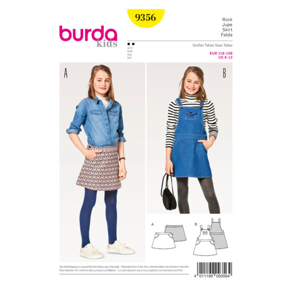 Burda Style Schnittmuster - Rock - Latzrock - Nr. 9356