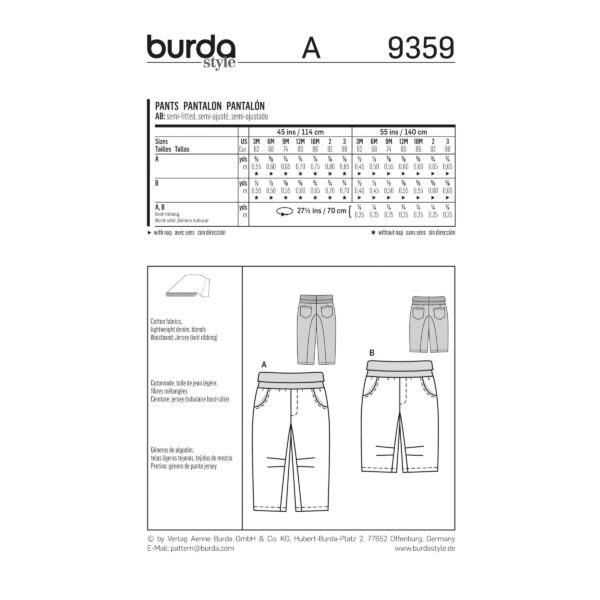 Burda Style Schnittmuster - Hose - elastischer Bund & Taschen - Nr. 9359 – Bild 6