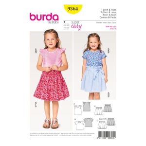 Burda Style Schnittmuster - Rock + Shirt - Flügelärmel & Gummizug - Nr. 9364
