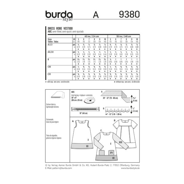 Burda Kids Schnittmuster - Kleid - Kleidchen mit Saumblenden - Nr.9380 – Bild 6