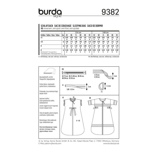 Burda Schnittmuster - Baby-Schlafsack - Schlafsack fürs Baby - Nr. 9382 – Bild 6