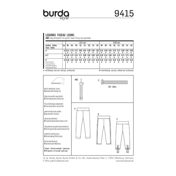 Burda Schnittmuster - Leggings - Nr. 9415 – Bild 5