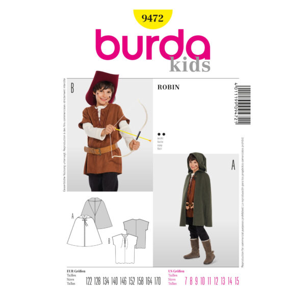 Burda Style Schnittmuster - Fasching - Historisches Kostüm - Robin - Nr. 9472