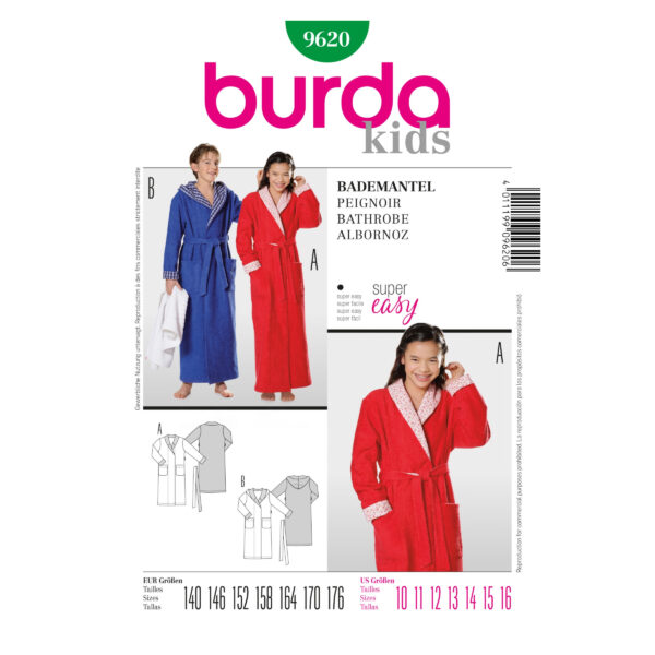 Burda Schnittmuster - Kuscheliger Bademantel für Jungen und Mädchen - Nr. 9620