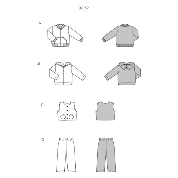 Burda Schnittmuster - Jogginganzug - für Jungen & Mädchen - Nr. 9672 – Bild 6