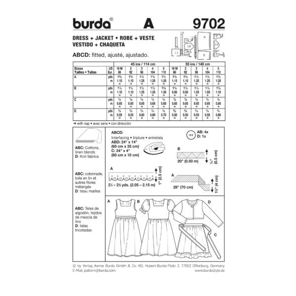 Burda Kids-Schnittmuster - Kleid, Jacke -  9702 – Bild 3