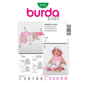 Burda Kids Schnittmuster - Kombi: Overall, Kleid, Hose, Jacke, Hut - Nr.9712