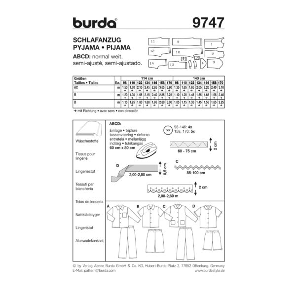 Burda Schnittmuster - Schlafanzug für Kinder - Nr. 9747 – Bild 2