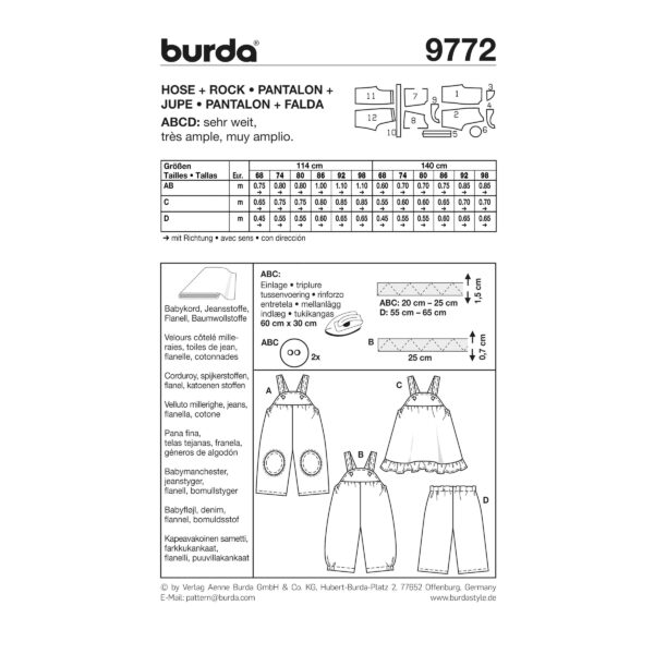 Burda Schnittmuster - Latzhose, Latzrock & Hose - Nr. 9772 – Bild 5