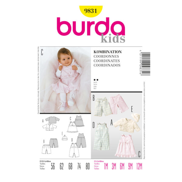Burda Schnittmuster - Kombination - Jacke, Hose, Kleid & Mütze - Nr. 9831