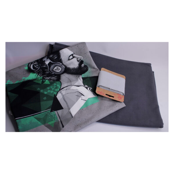 Stoffpaket, Bundles - French Terry, mit Fertigbündchen - Music on - Bundles - Grau