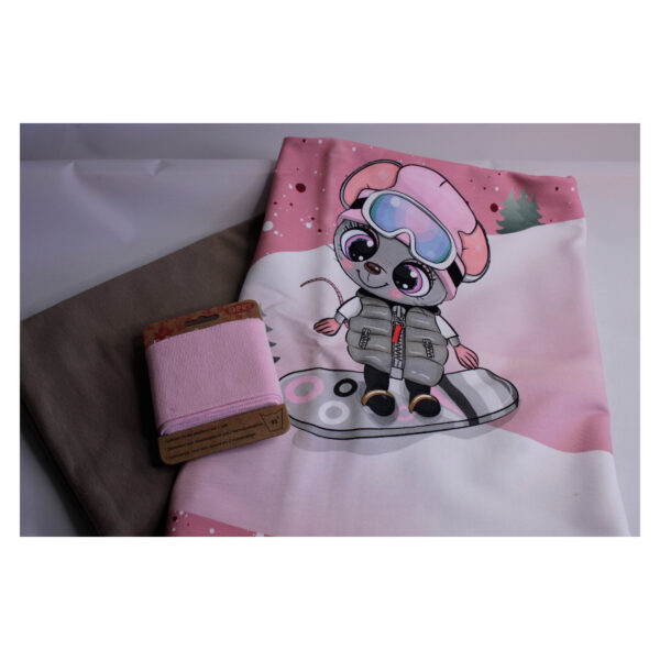 Stoffpaket, Bundles - French Terry, mit Fertigbündchen - Tiere im Schnee -  Bundles Maus Beige – Bild 2