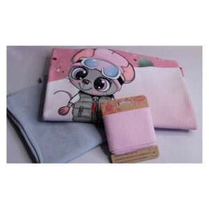 Stoffpaket - Bundles - French Terry, mit Fertigbündchen - Tiere im Schnee - Bundles Maus Grau