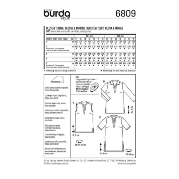 Burda Style Schnittmuster - Bluse & Tunika - mit Blenden - Nr. 6809 – Bild 6