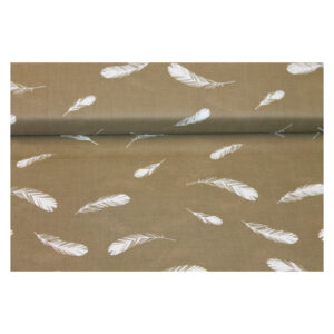 Reststück Baumwollstoff - 175 x 112 cm - Patchworkstoff - olivgrüne Baumwolle - Federn