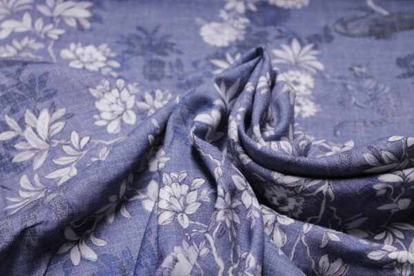 21.20 EUR/m -  Viskose - Leinen, Webware -Lizzy -  Blau, Weiß - verschiedene Muster – Bild 5