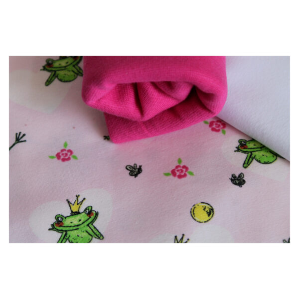 Stoffpaket - gemusterter Jersey mit Fröschen - Froschkönig - Uni Rosa - SP -Maxi 05 – Bild 3