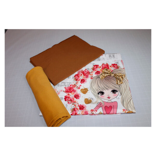 Stoffpaket - Jersey, mit Bündchen - Mädchen best friends - Uni, Weiß / Gold - SP -Maxi 28