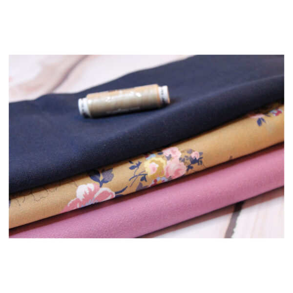 Stoffpaket - Jersey, Sommersweat - Kinderbekleidung - Blumen  beige, rosa, dunkelblau - SPJ 09 – Bild 2