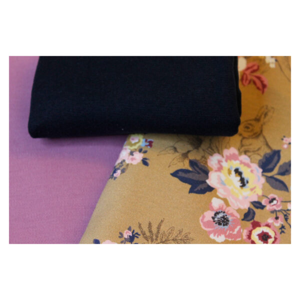 Stoffpaket - Jersey, Sommersweat - Kinderbekleidung - Blumen  beige, rosa, dunkelblau - SPJ 09 – Bild 3