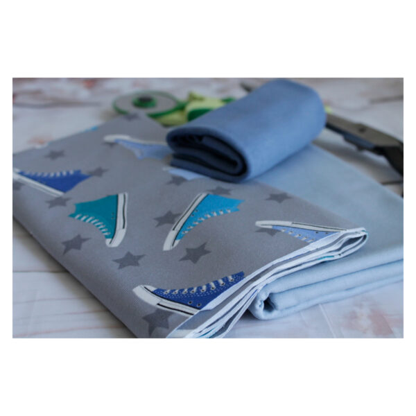 Stoffpaket - Jersey - Kinderbekleidung - Turnschuh, Chucks - Grau/ Blau - SPJ 26 – Bild 2
