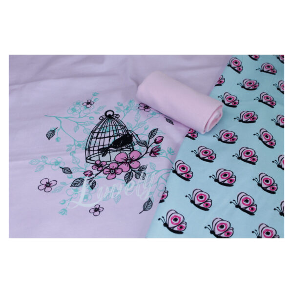 Stoffpaket - Jersey, Panel Valerie Papillon - Kinderbekleidung - mint/ rosa - SPJ 55 – Bild 2