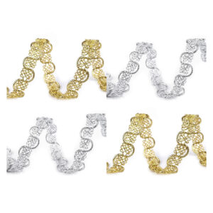 Leonische Borte - Schmuckband Basteln Verzieren Nähen - 12 mm - gold, silber