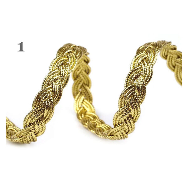 Leonische Borte - Schmuckband Basteln Verzieren Nähen - 8 mm - gold, silber, sw – Bild 2