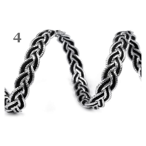 Leonische Borte - Schmuckband Basteln Verzieren Nähen - 8 mm - gold, silber, sw – Bild 4