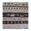 13.80EUR/m - Baumwollstoff, Patchworkstoff - Nähmaschinen gestreift - schwarz/ beige/ orange