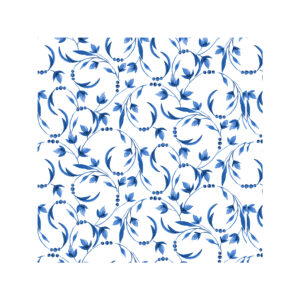13.80 EUR/m - Baumwollstoff - Patchworkstoff - Blue Jubilee - Ranken - Weiß / Blau
