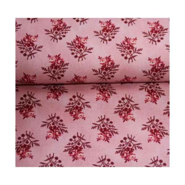 13.80 EUR/m - Baumwollstoff -  Patchworkstoff - Streublumen - rosa/weinrot – Bild 2