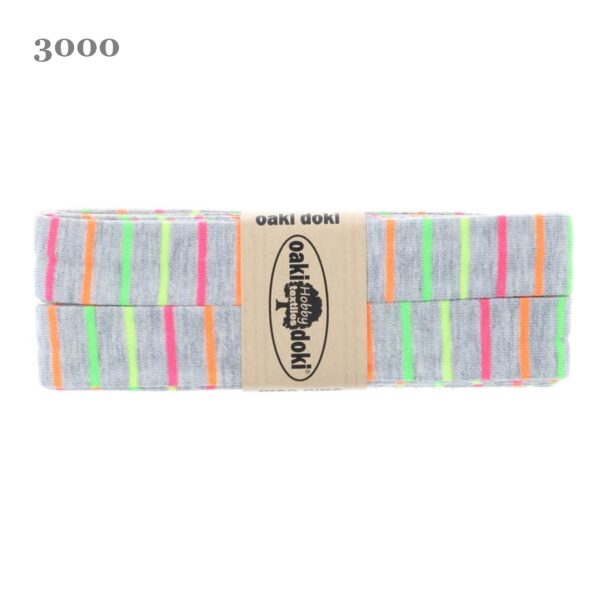 1.50EUR/ m - 3m Schrägband Jersey - 20 mm - orange+multicolor