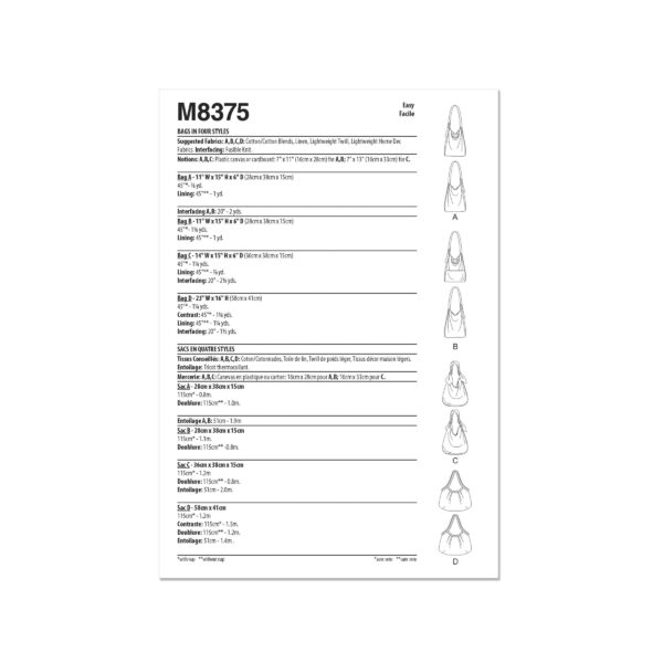 McCalls Schnittmuster M8375 - Taschenvarianten, Shopper – Bild 8